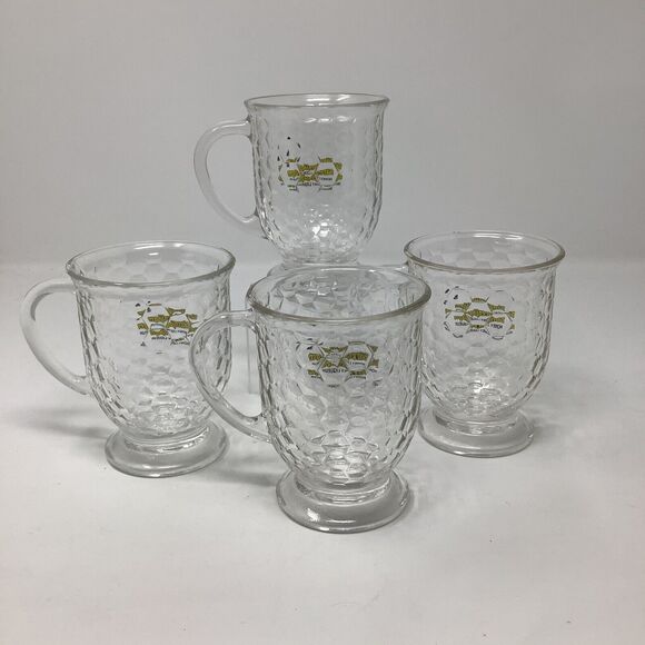Bärenjäger Barenjager Honey Liqueur Glass Coffee Mug Honeycomb Pattern Set of 4 - Picture 4 of 9